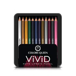 Colors Queen Set Of 12 Vivid Matte Lip Liner & Eye Pencil - 1.5 g Each - MLE- 003 C-picture-12
