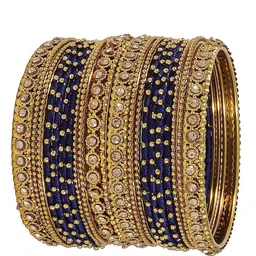 NMII Set Of 20 Zircon Stone Studded Silk Thread Bangles-picture-26
