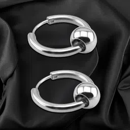 Yellow Chimes Silver-Toned Contemporary Hoop Earrings-picture-24