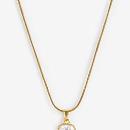 DressBerry Gold-Plated Square Stainless Steel Cubic Zirconia Pendants with Chains-picture-18