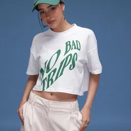 glitchez Untamed Spirit Typo Print Cropped Boxy T-shirt-image-47