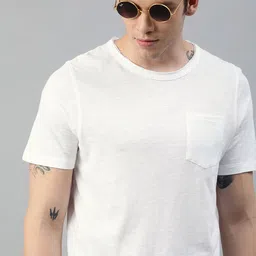 Roadster Men White Solid Round Neck Pure Cotton T-shirt-picture-39