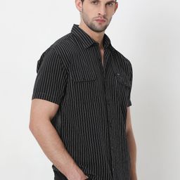 Mufti Striped Striped Slim Fit Pure Cotton Casual Shirt-picture-9