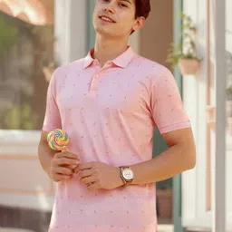 Allen Solly Men Printed Polo Collar Pure Cotton T-shirt-picture-39