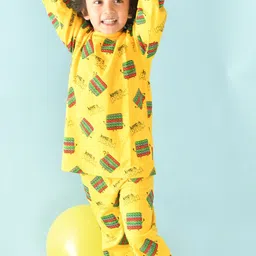 Anthrilo Boys Yellow & Green Printed Pure Cotton Night suit-picture-41