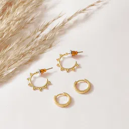 Accessorize London Set Of 2 14K Gold Plated Z Beaded Hoop And Stud-picture-27