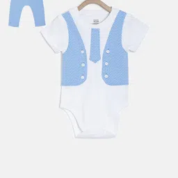 MINI KLUB Boys Blue & White Printed Bodysuit with Pyjamas-picture-23
