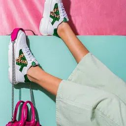 Saint G Women Green & White Leather Lightweight Sneakers-picture-12