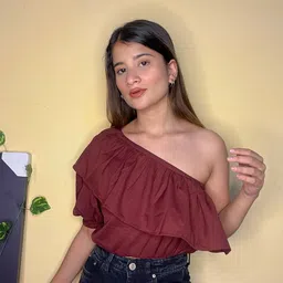 Tokyo Talkies Women Deep Maroon Solid Fitted Crop Top-picture-6