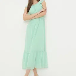 DOROTHY PERKINS Petite Ruffle Smocked Dobby Chiffon Maxi Dress-picture-25