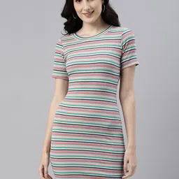 Campus Sutra Multicoloured Striped Bodycon Dress-picture-37
