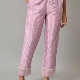 W Women White Slim Fit Ethnic Motifs Printed Trousers-picture-28