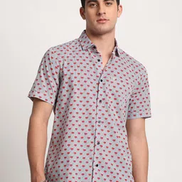 URBARO Men Smart Slim Fit Opaque Printed Casual Shirt-picture-25