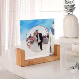 We Said Yes Personalized Acrylic Frame With Wooden Base image 2