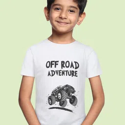 BRATMA Kids White & Black Pure Cotton Printed T-shirt-image-85