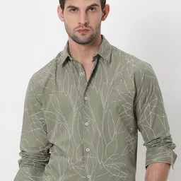 Mufti Floral Printed Opaque Pure Cotton Casual Shirt-picture-33