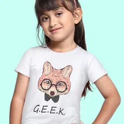 BRATMA Kids White & Black Pure Cotton Printed T-shirt-image-86
