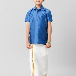 Ramraj Boys Shirt Collar Shirt With Adjustable Veshti-picture-6