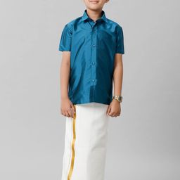 Ramraj Boys Shirt Collar Shirt With Adjustable Veshti-picture-34