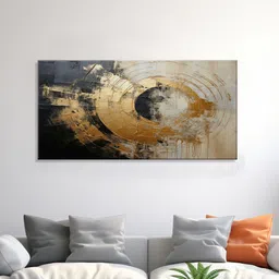 999Store Grey & Gold-Toned Canvas Abstract Wall Painting-picture-20