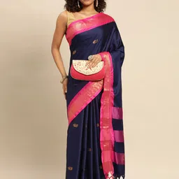 Mitera Woven Design Zari Silk Cotton Paithani Saree image 4