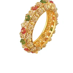 Peora Gold-Plated Stone Studded & Beaded Kada Bangle image 2
