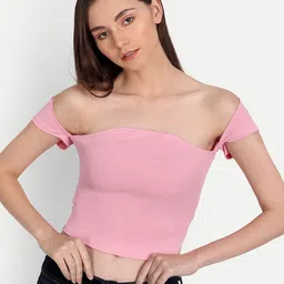 iki chic Pink Off-Shoulder Crop Top-picture-30