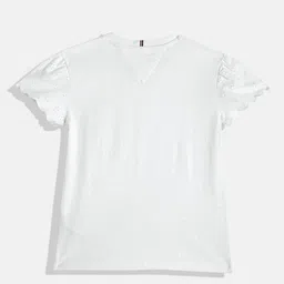 Tommy Hilfiger Girls Solid Gathered Or Pleated Schiffli Pure Cotton Top image 5