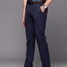 Louis Philippe Men Striped Slim Fit Formal Trousers image 5