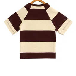 LAdore Boys Maroon & Cream-Coloured Striped Round Neck T-shirt image 2