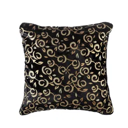 Alina decor Black & Gold-Toned Set of 5 Embroidered Square Cushion Covers image 4