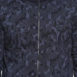 Campus Sutra Men Navy Blue Camouflage Printed Windcheater Bomber image 3