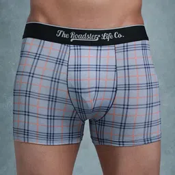 The Roadster Lifestyle Co. Men Grey Checked Ultrasoft Stretchable Trunk image 2