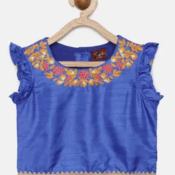 Twisha Girls Blue & Orange Embellished Top with Dhoti Pants image 5