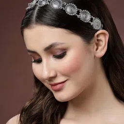 PANASH Oxidised Silver-toned & Circular Shaped Mathapatti image 4