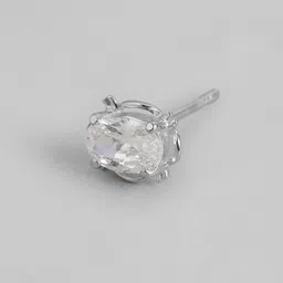 VANBELLE 925 Sterling Silver Rhodium-Plated Oval Studs Earrings image 4