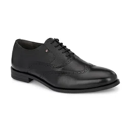 House of Pataudi Men Textured Leather Formal Brogues image 5