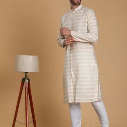 TABARD Men Printed Pure Cotton Kurta with Pyjama Set image 4