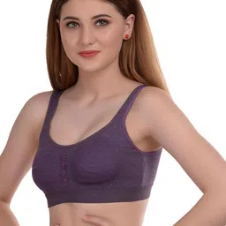 Samvar Purple Cotton Non-Wired Non Padded Minimizer Bra image 2