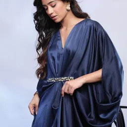 BohoJazz Embellished Slit Sleeve Satin Maxi Dress image 3