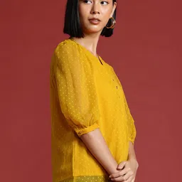 all about you Dobby Detail Puff Sleeve Top image 3