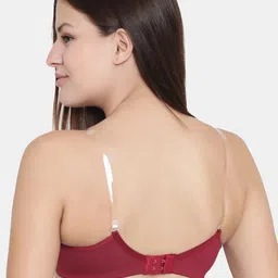 Floret White & Maroon Solid Non-Wired Lightly Padded T-shirt Bra F20560 image 2