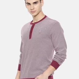 ColorPlus Men Red Striped Sweatshirt image 3