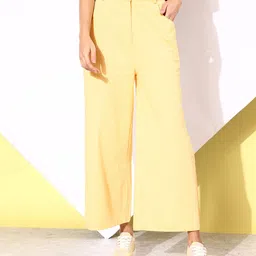 Mast & Harbour Women Solid Pure Cotton Regular Trousers-picture-39