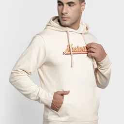 Red Tape Men Cream-Coloured Printed Hooded Sweatshirt image 4