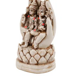 TIED RIBBONS Off-White & Brown Polyresin Goddess Lakshmi & Lord Ganesha Showpiece image 4