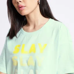 glitchez Cool Vibe Typography Printed Boxy T-shirt image 3