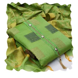 HERE&NOW Ethnic Motifs Printed Silk Blend Unstitched Dress Material image 3