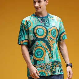 HERE&NOW Men Printed Cotton T-shirt image 3