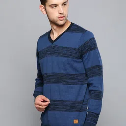 Louis Philippe Jeans Men Navy Blue Striped Sweater Vest image 2